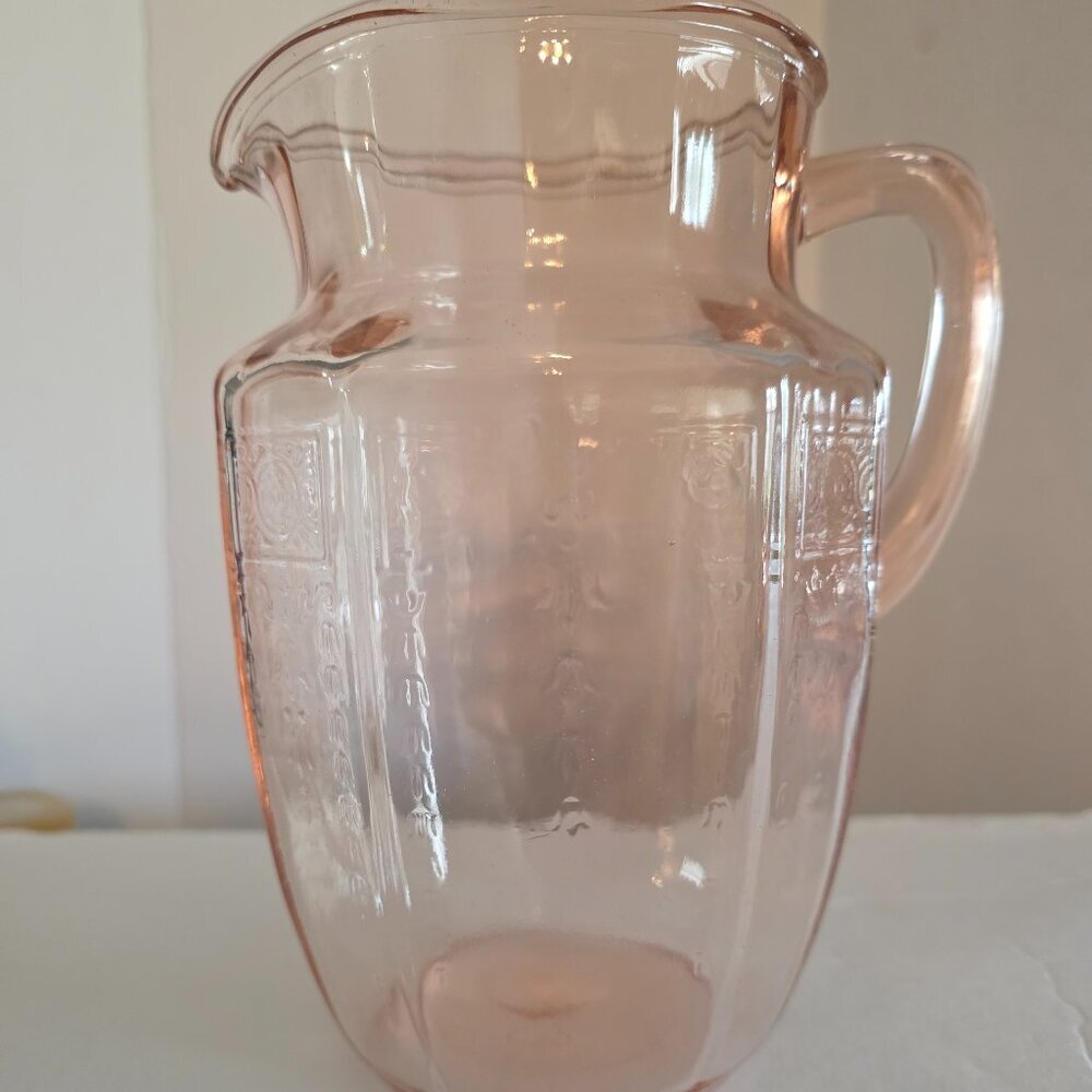 Vintage Pink Depression Glass 60 oz Pitcher - Hocking Princess Pattern (1930s)